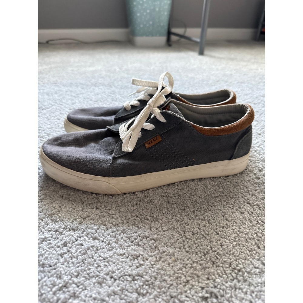 Reef Men's Refrege TX Casual Lace Up Sneakers Dark Gray Canvas Size 7.5